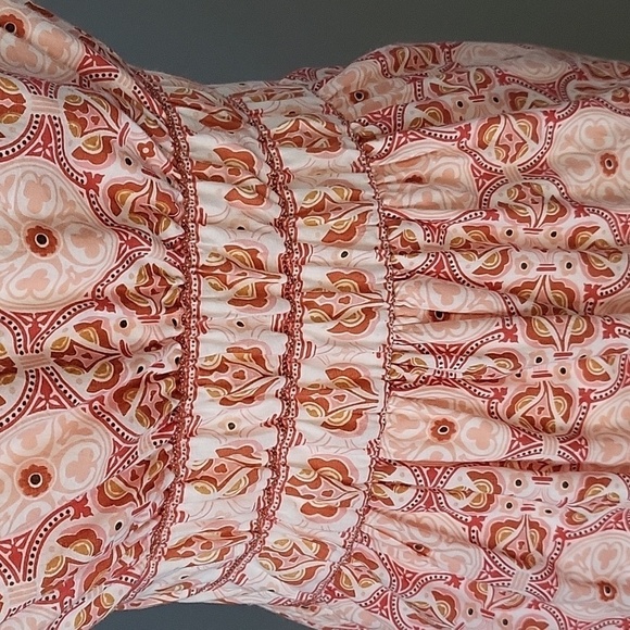 Max Studio V-Neck Side Zip Lined Elastic Waist Print Cotton Dress Size L - Picture 5 of 15